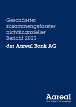 Titelbild des gesonderten zusammengefassten nichtfinanziellen Berichts 2022 der Aareal Bank AG