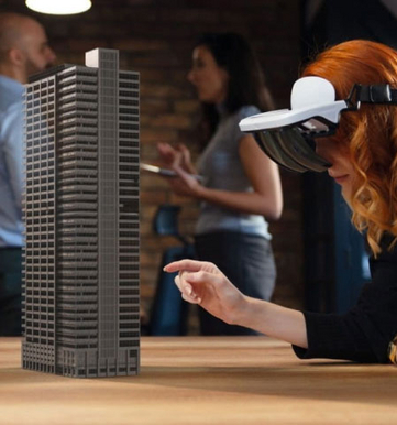Das Bild zeigt eine Frau mit einer VR-Brille